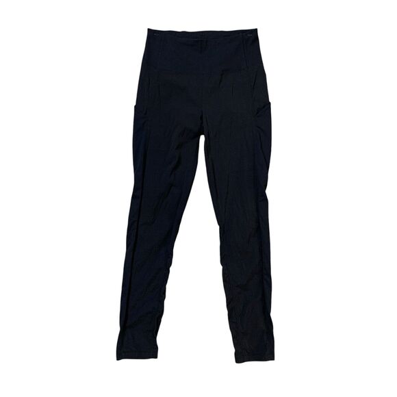 Athleta Pants - Athleta Tight Womens 0 Black Trekkie Hybrid Cropped Wide Waistband Side Pockets